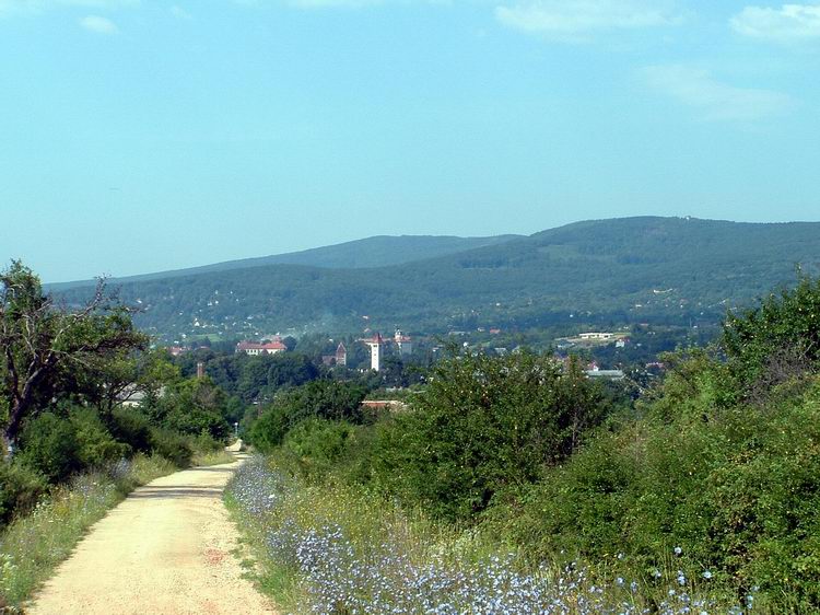 View towards Kőszeg and the mountains from the dirt road
