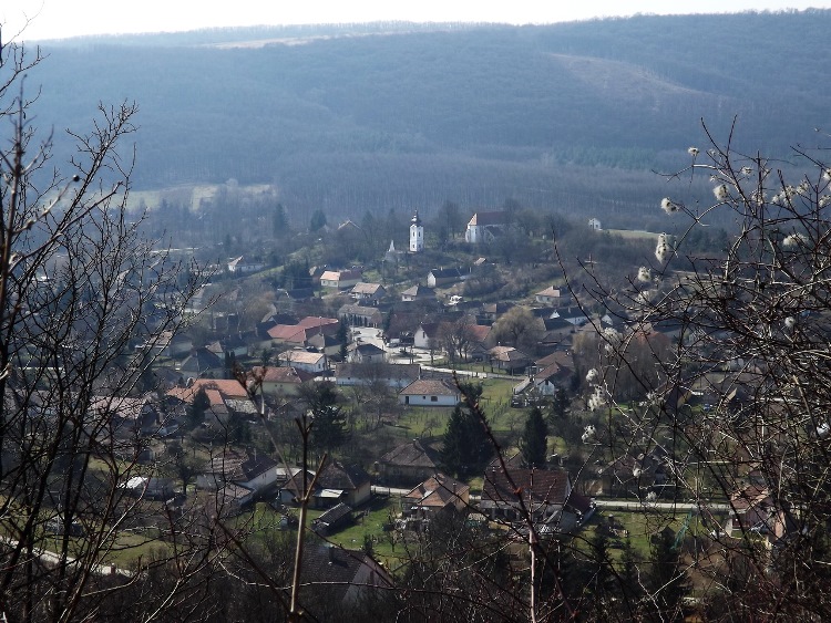 The panorama of Alsópetény village from the side of Romhányi-hegy Hill