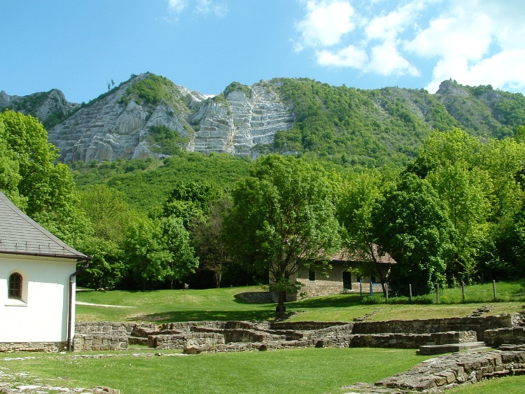 The side of Bél-kő Mountain taken from the ruins of the abbey