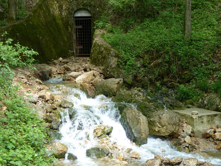The Nagy-Tohonya-forrás Spring and the closed gate of Kossuth-barlang Cave