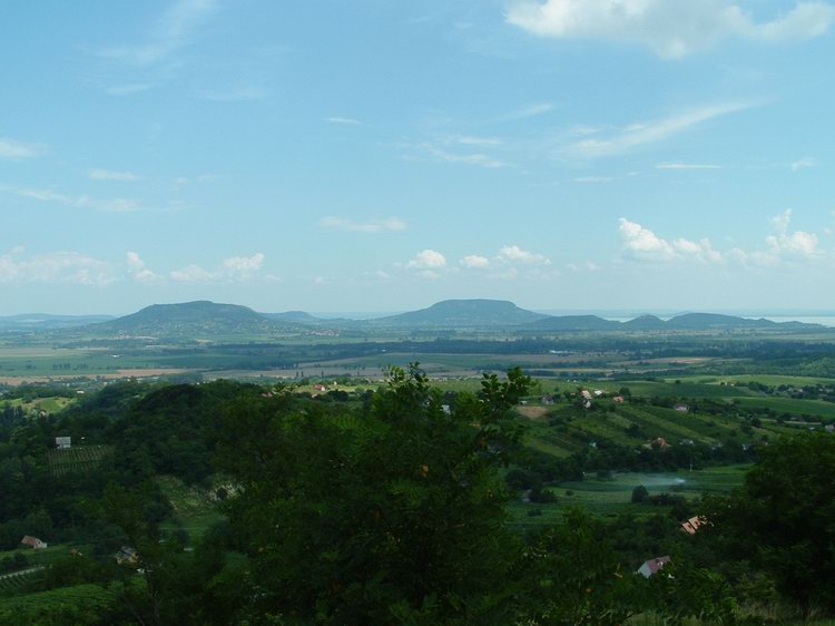 View from the Kő orra Hill towards the extinct volcanoes of Basin of Tapolca