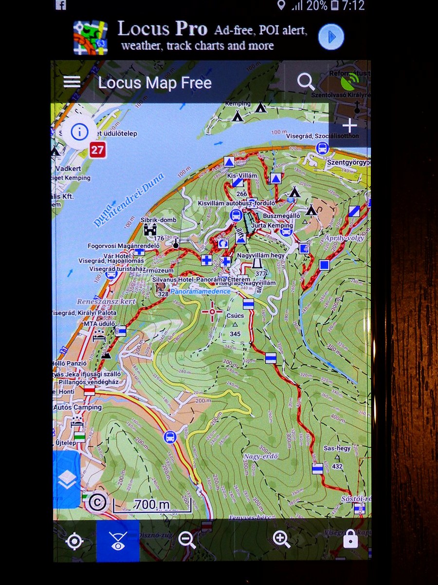 A Mapsforge térkép megjelenítése a Locus Map-pel Samsung Galaxy A5-ös mobilon
