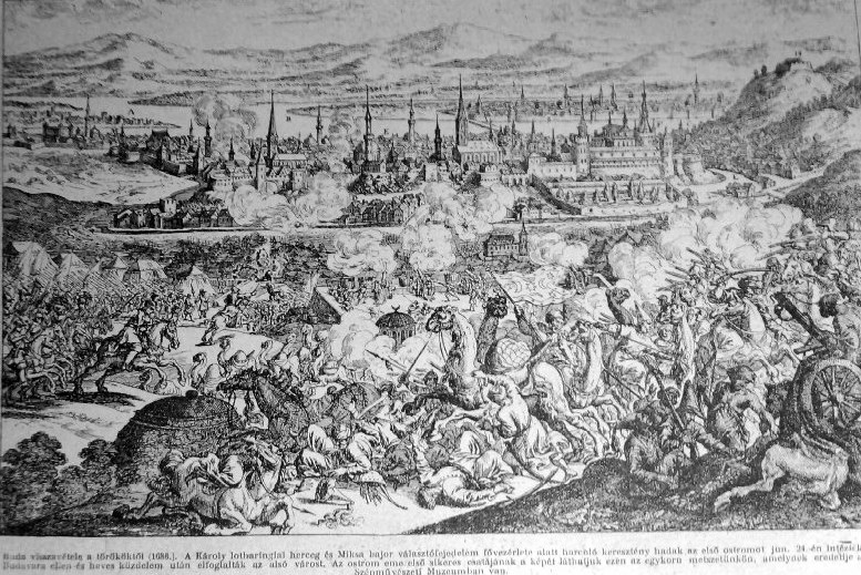 The siege of Buda on an old etching