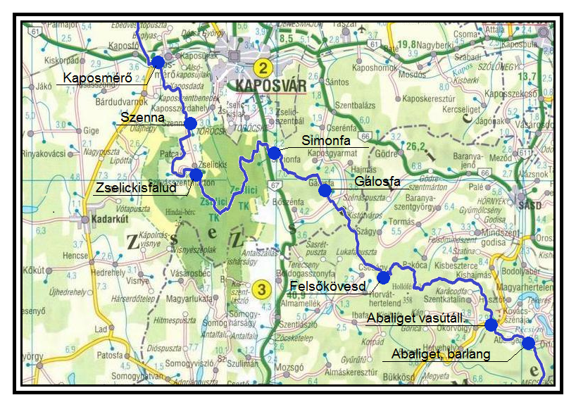 A Rockenbauer Pál Dél-dunántúli Kéktúra útvonala a Zselicben