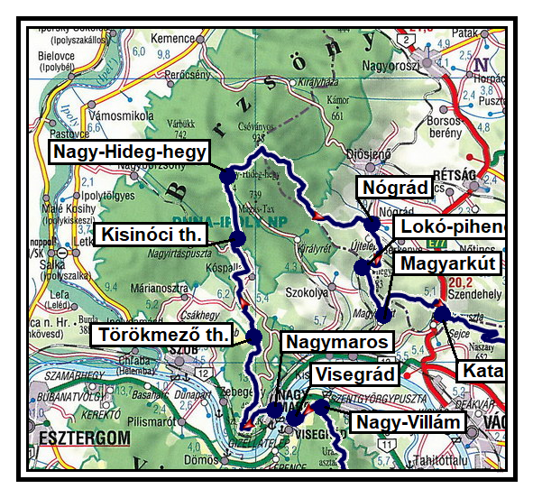 Az Országos Kéktúra útvonala a Börzsönyben