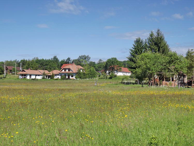 Visszatekintés a kaszálóról Kercaszomor házaira