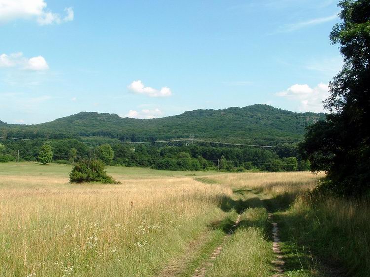 Visszatekintás a mezőről a Tátika-hegyre