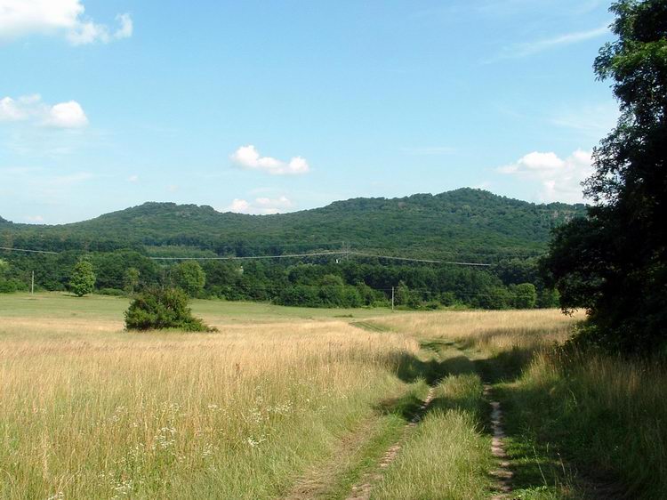 Visszatekintás a mezőről a Tátika-hegyre