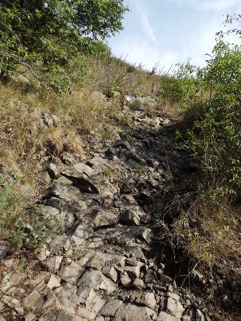 Csobánc - Kapaszkodás a köves ösvényen a hegytetőre