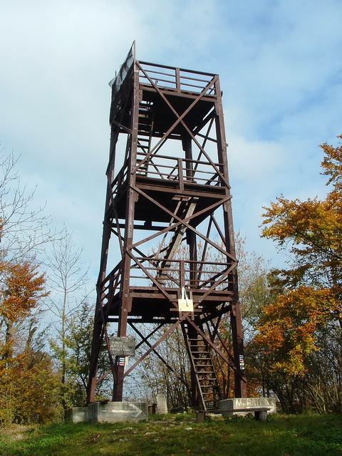 Lookout tower on the top of Kőris Mountain. We were here three times, but the weather was always misty. We don't have good luck with the Bakony!