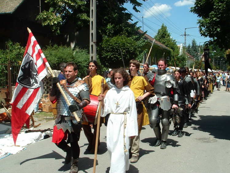 Costume procession on the street of Visegrád