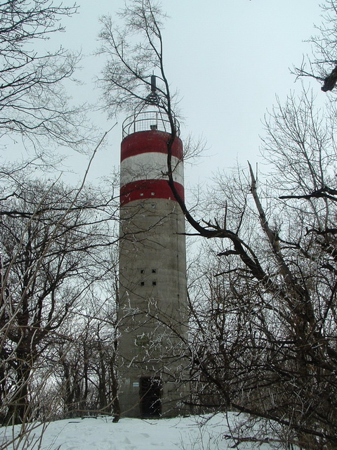 Geodetic survey tower on the top of the Naszály