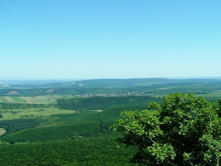 Panorama from the eastern ridge of Naszály Mountain to the hilly Cserhát county