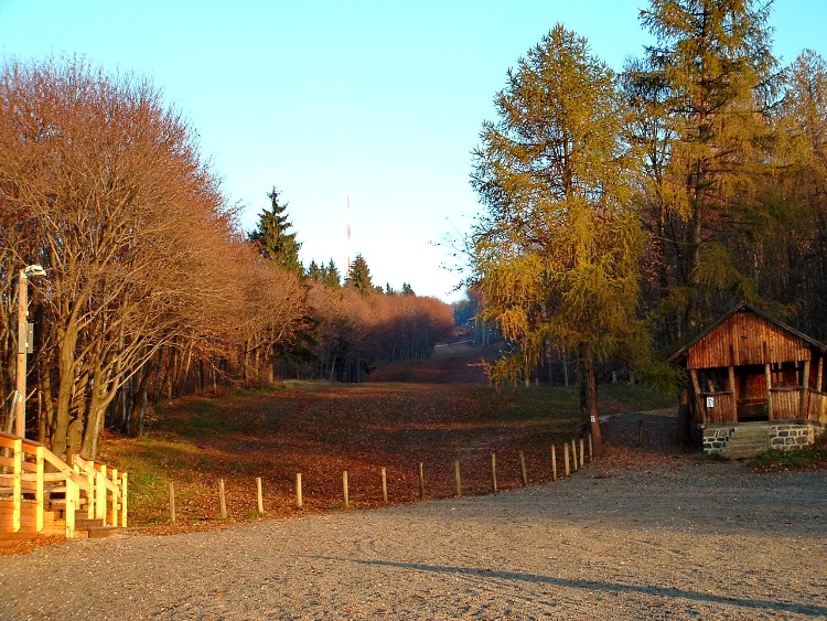 At the lower end of the ski slope