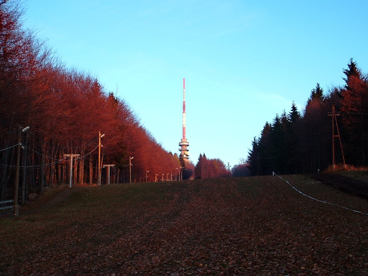 Climb on the ski slope towards the TV tower