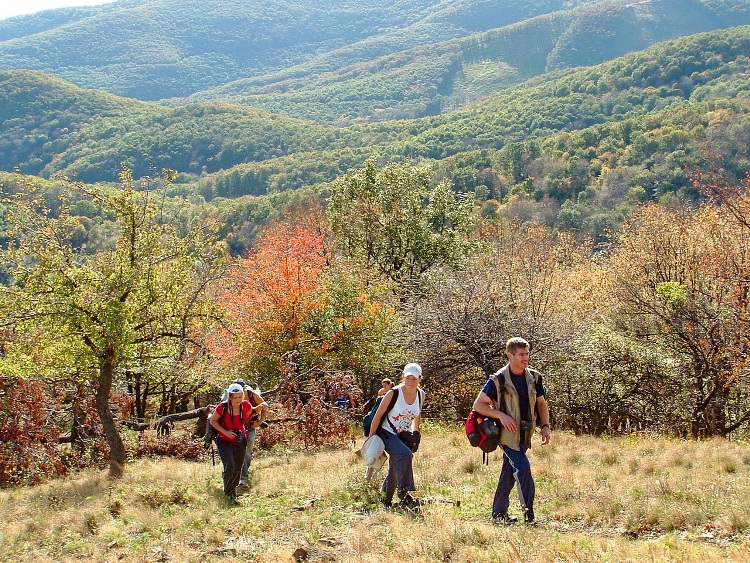 Hiker team on the eastern ridge of the Mátra Mountains