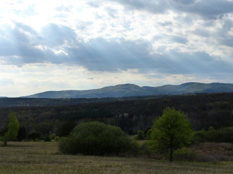 The ridge of the Szalonnai-hegység Mountains with the TV relay tower