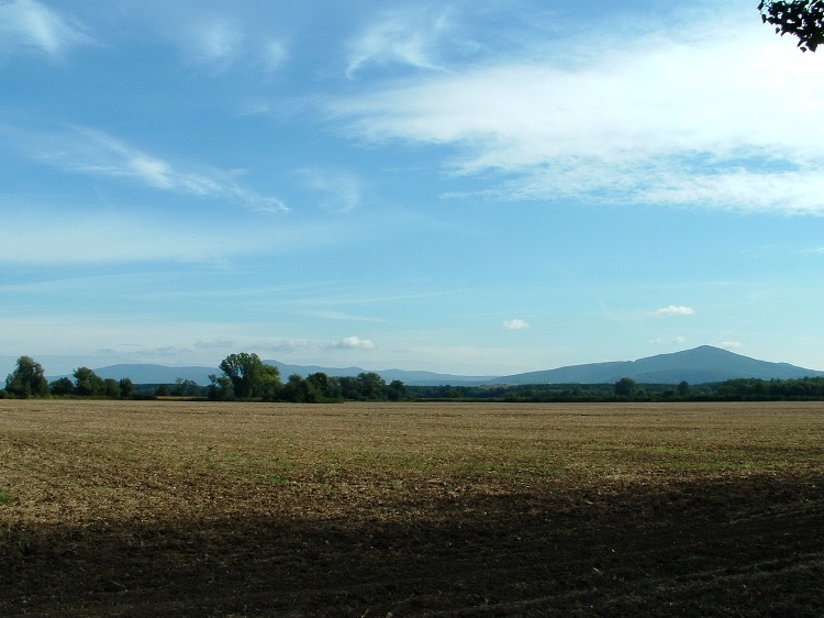 The view of the Zemplén Mountains from the asphalt road