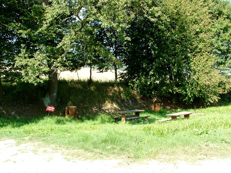 Erdei pihenő padjai és asztalai a Margit-forrásnál