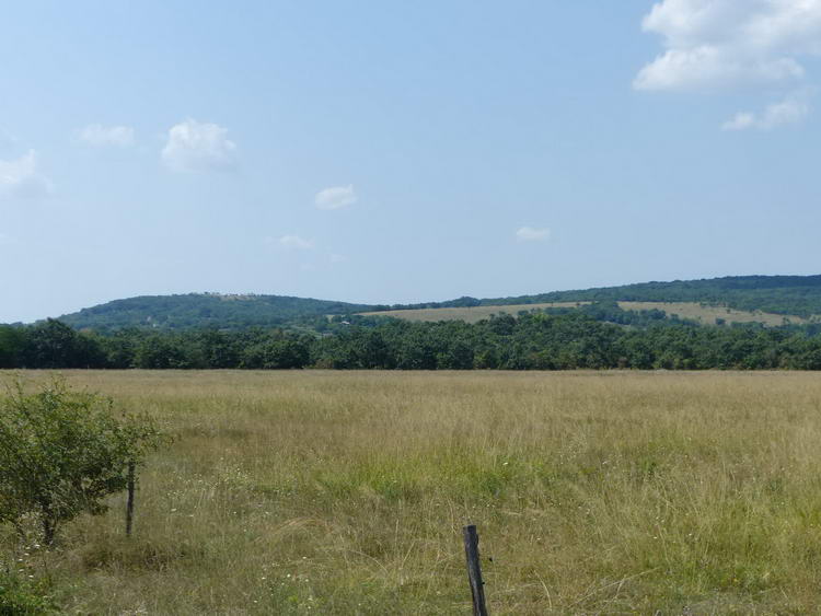 Kilátás az országútról a Vértes dombjaira