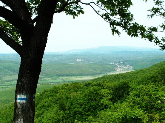 Painted signs on the ridge of Matra Mountains