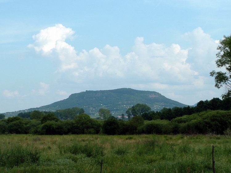 Kilátás a tapolcai országútról a Szent György-hegyre