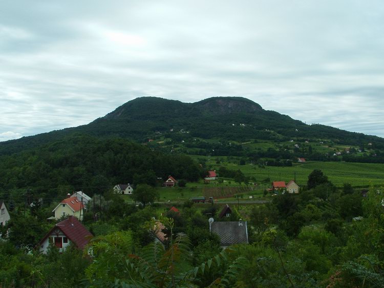 Visszapillantás a Gulács oldalából a Badacsonyra