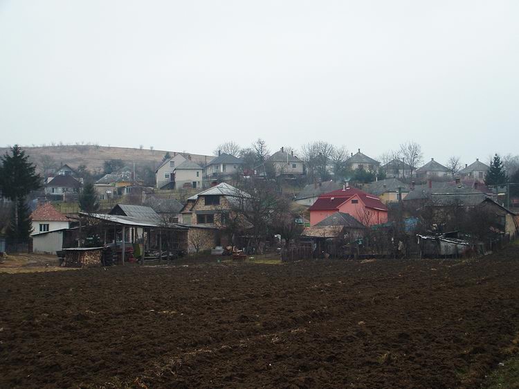 Jásd látképe a kertek felől, a beszántott gyalogútról