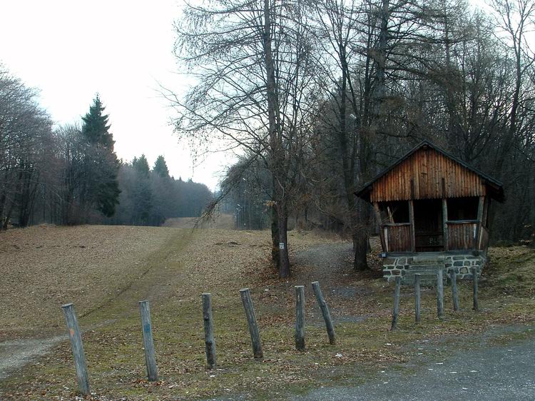 A kékesi sípálya alján. Ezen kell felkapaszkodni a hegytetőre.