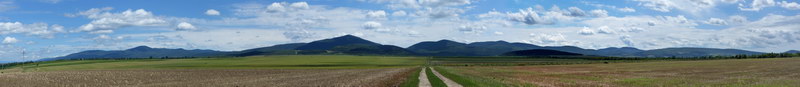 Panoramic view of the Zemplén Mountains taken from Hernádcéce village