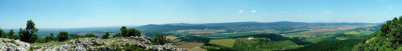 Panoramic view from the peak of Nagy-Kevély to its environs