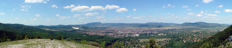 Panoramic view from the Zsíroshegy to Pilisszentiván village and Pilis Mountains
